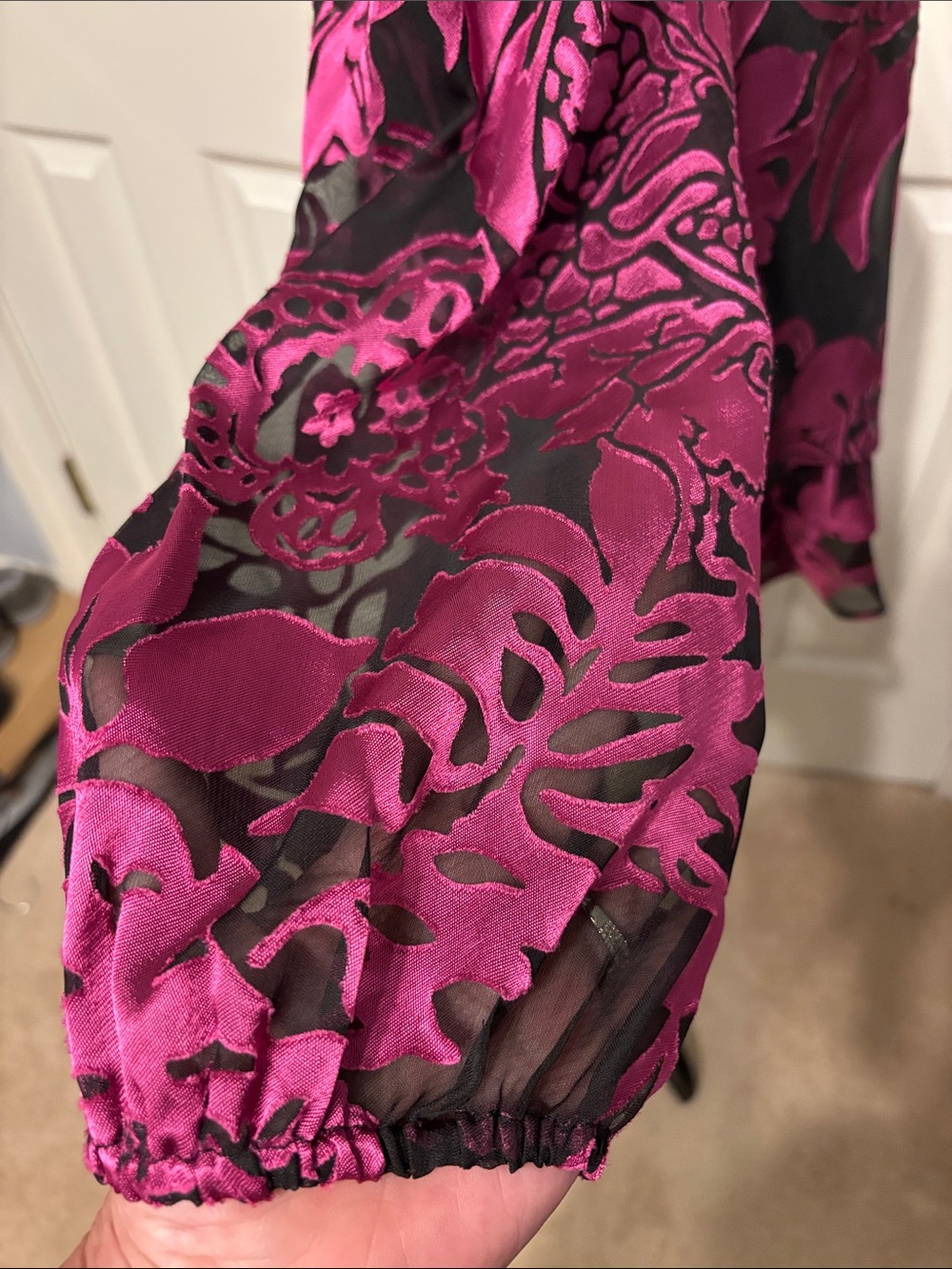Alex Evenings Printed Tiered Asymmetrical Blouse - Picture 5 of 11